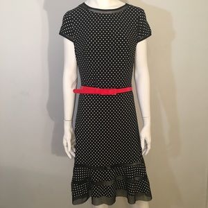 Joseph Ribkoff Black & White Polka Dot Dress EUC